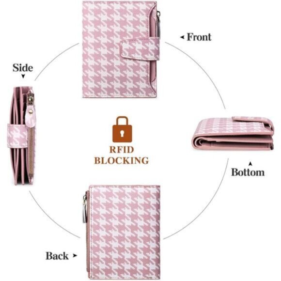 Small Women Wallet A16 Houndstooth Pink - Picture 5 of 6